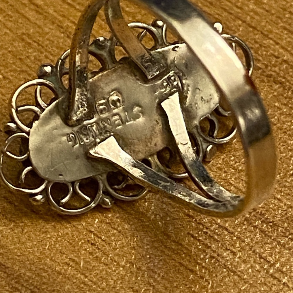 Beautiful vintage mother of pearl sterling silver ring - Picture 5 of 6